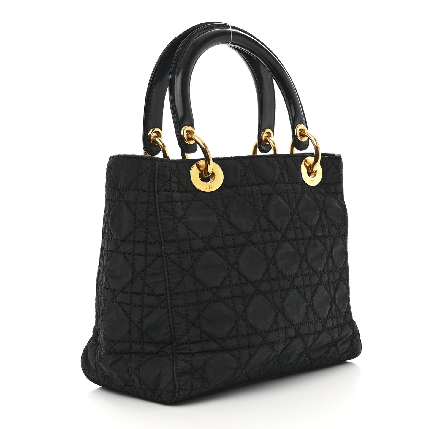 Nylon Cannage Medium Lady Dior Black