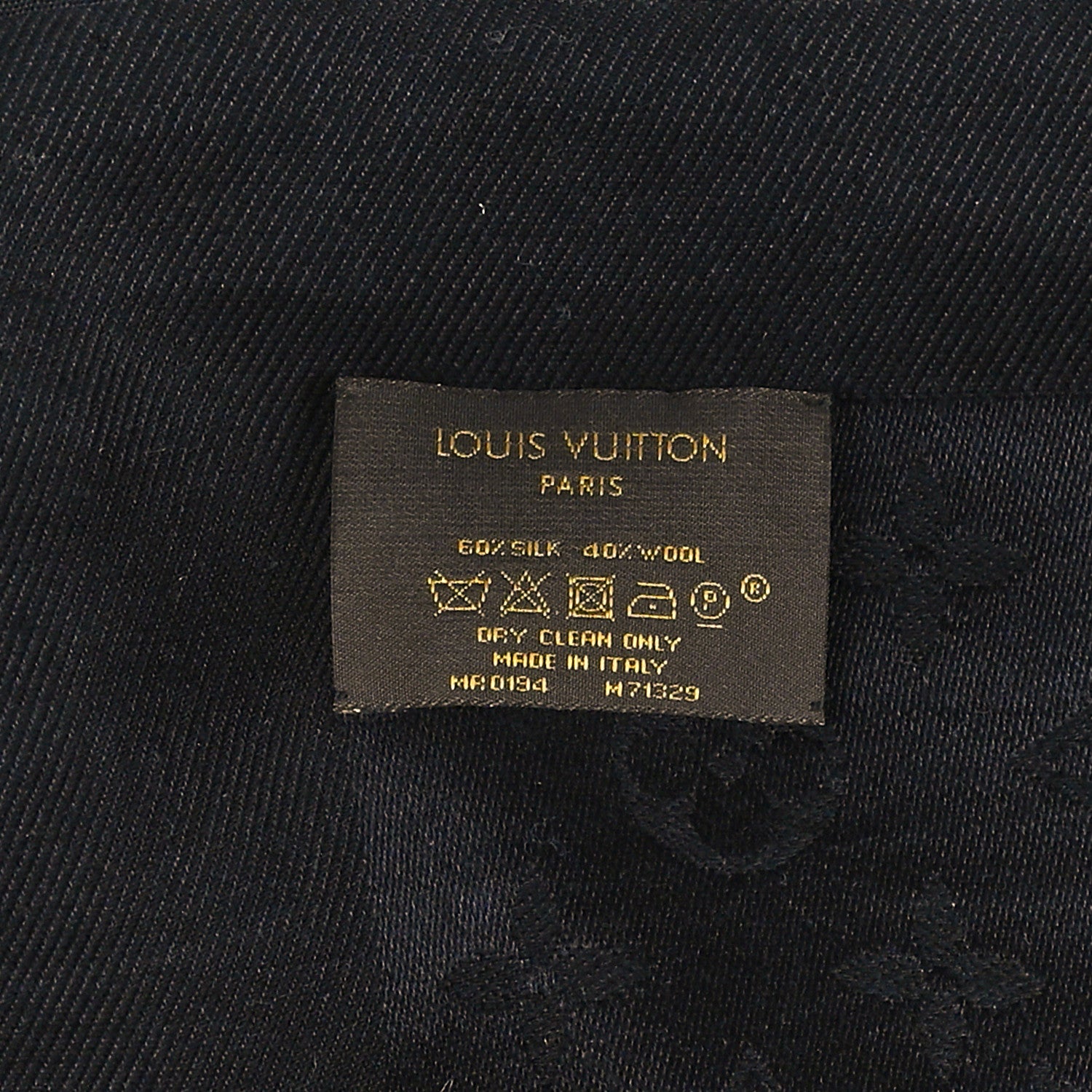 Louis Vuitton Silk Wool Monogram Shawl Black 3 of 3