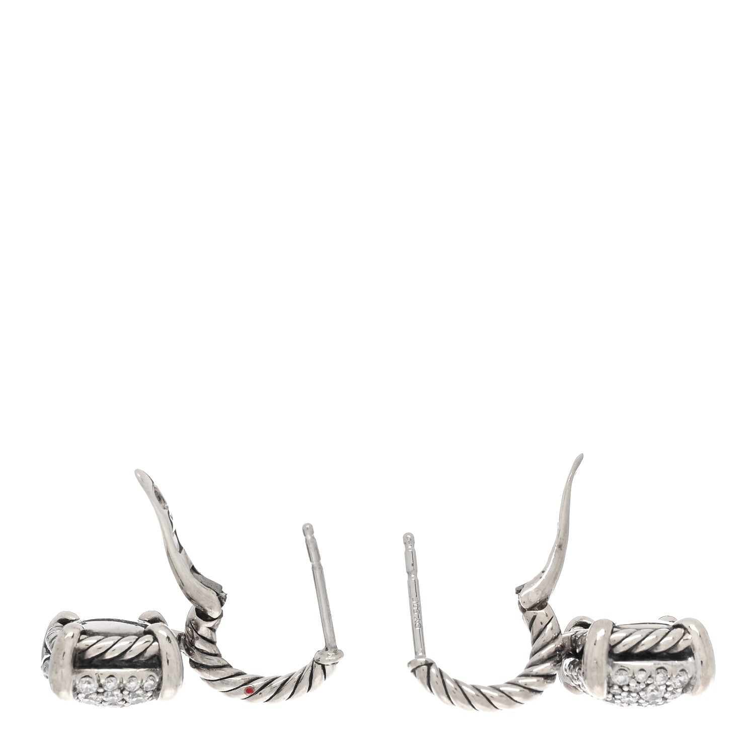 David Yurman Sterling Silver Diamond 10mm Chatelaine Drop Earrings 3 of 4
