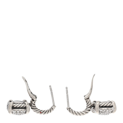 David Yurman Sterling Silver Diamond 10mm Chatelaine Drop Earrings 3 of 4