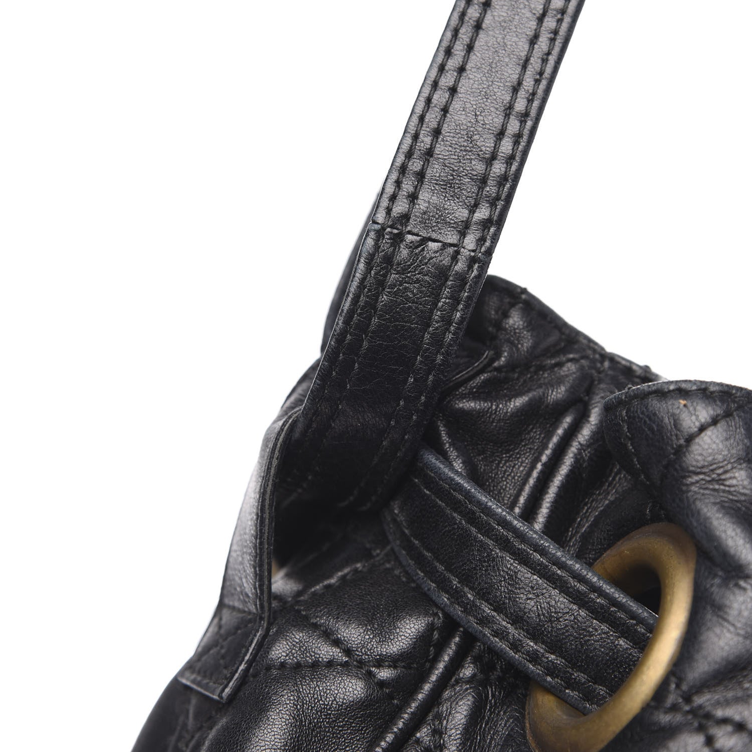 Christian Dior Lambskin Cannage Drawstring Bag Black 12 of 16
