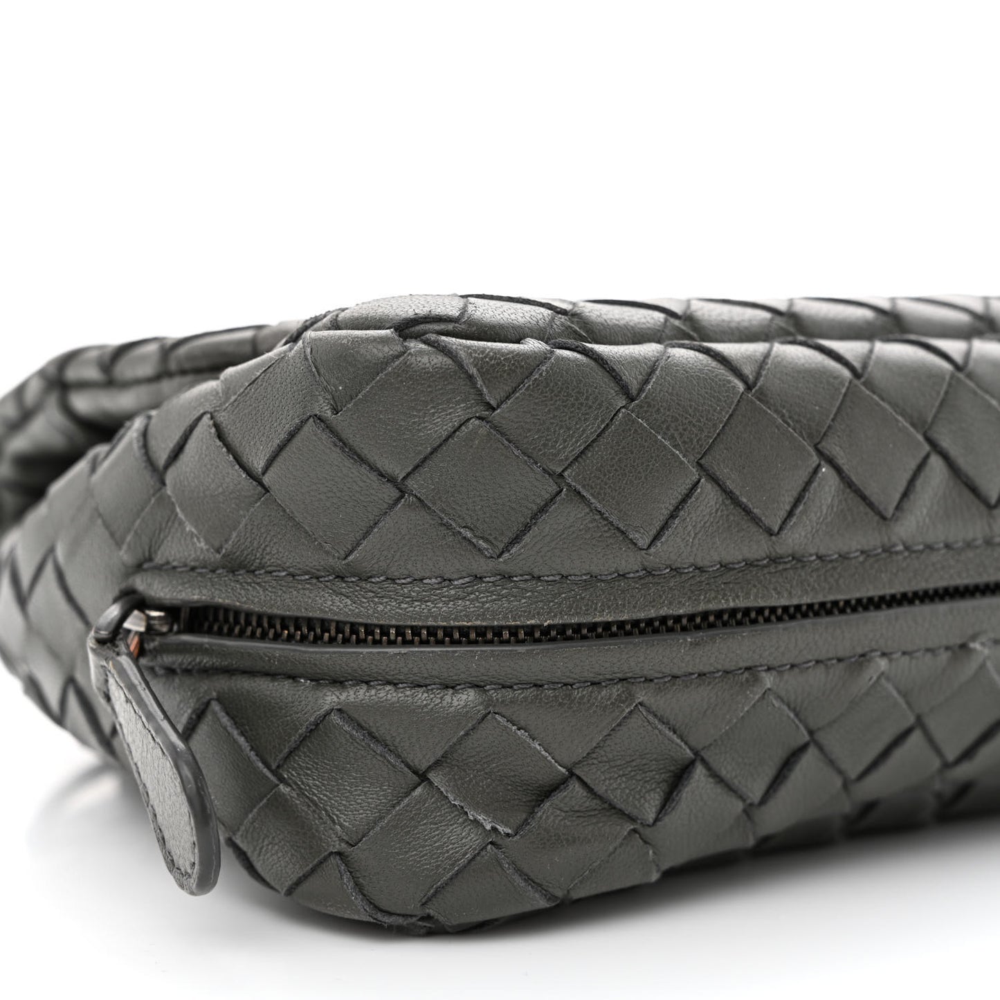 Nappa Intrecciato Small Chain Crossbody Light Grey