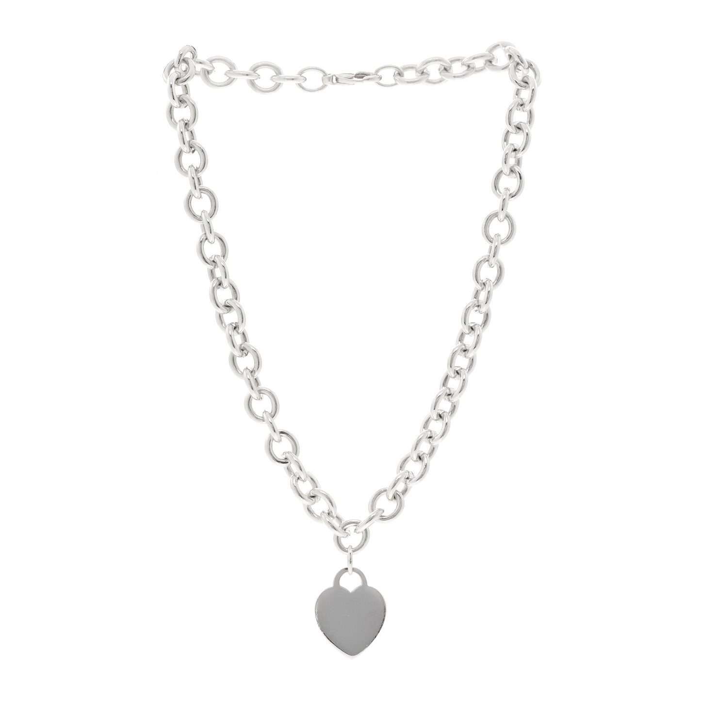 Sterling Silver Heart Tag Pendant Necklace