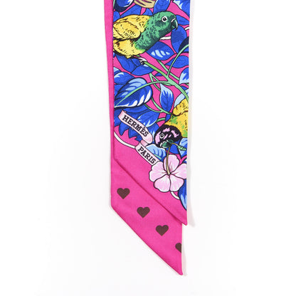 Hermes Silk Jungle Love Love Twilly Rose Vif Bleu Roy 2 of 4