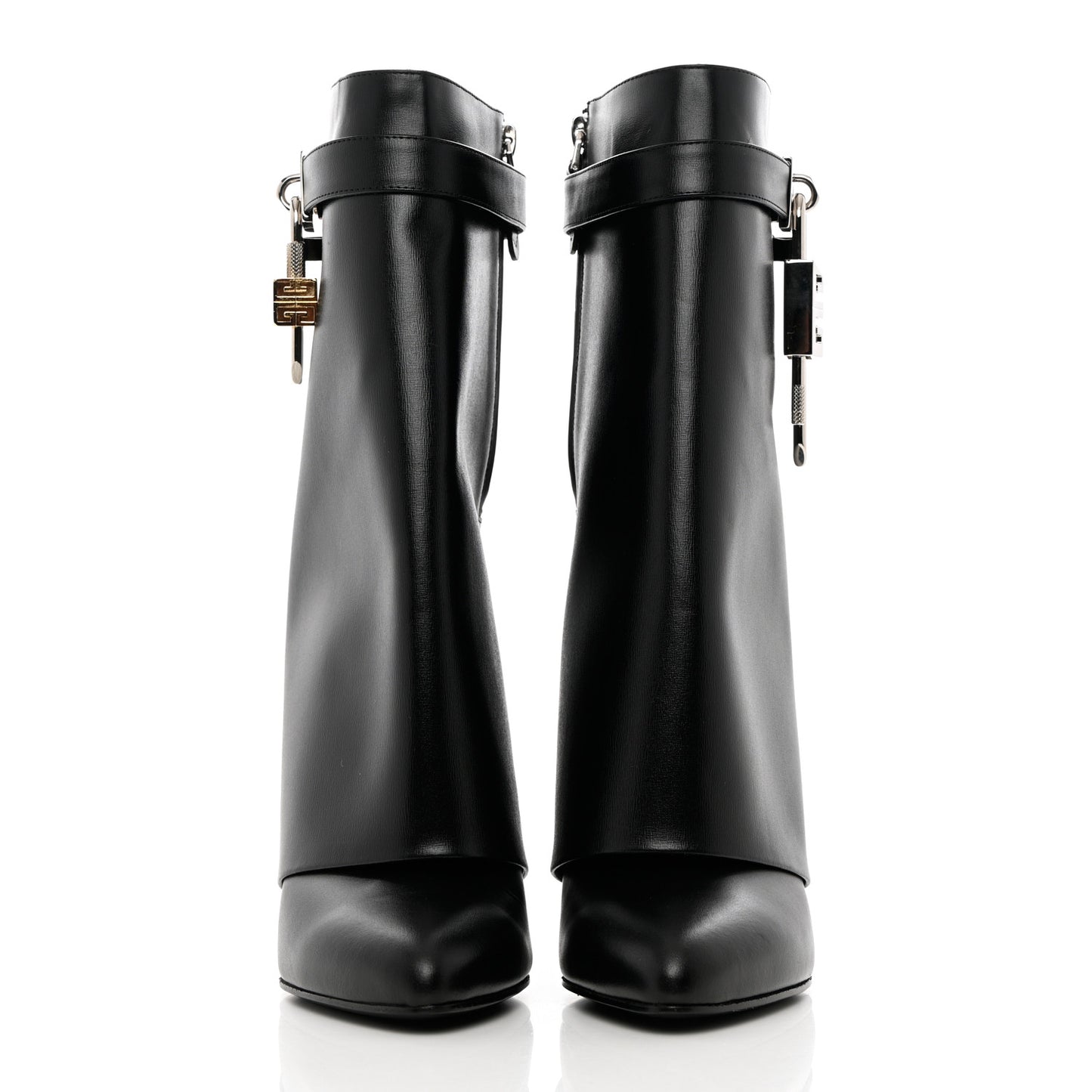 Calfskin Shark Lock Ankle Boots 40 Black
