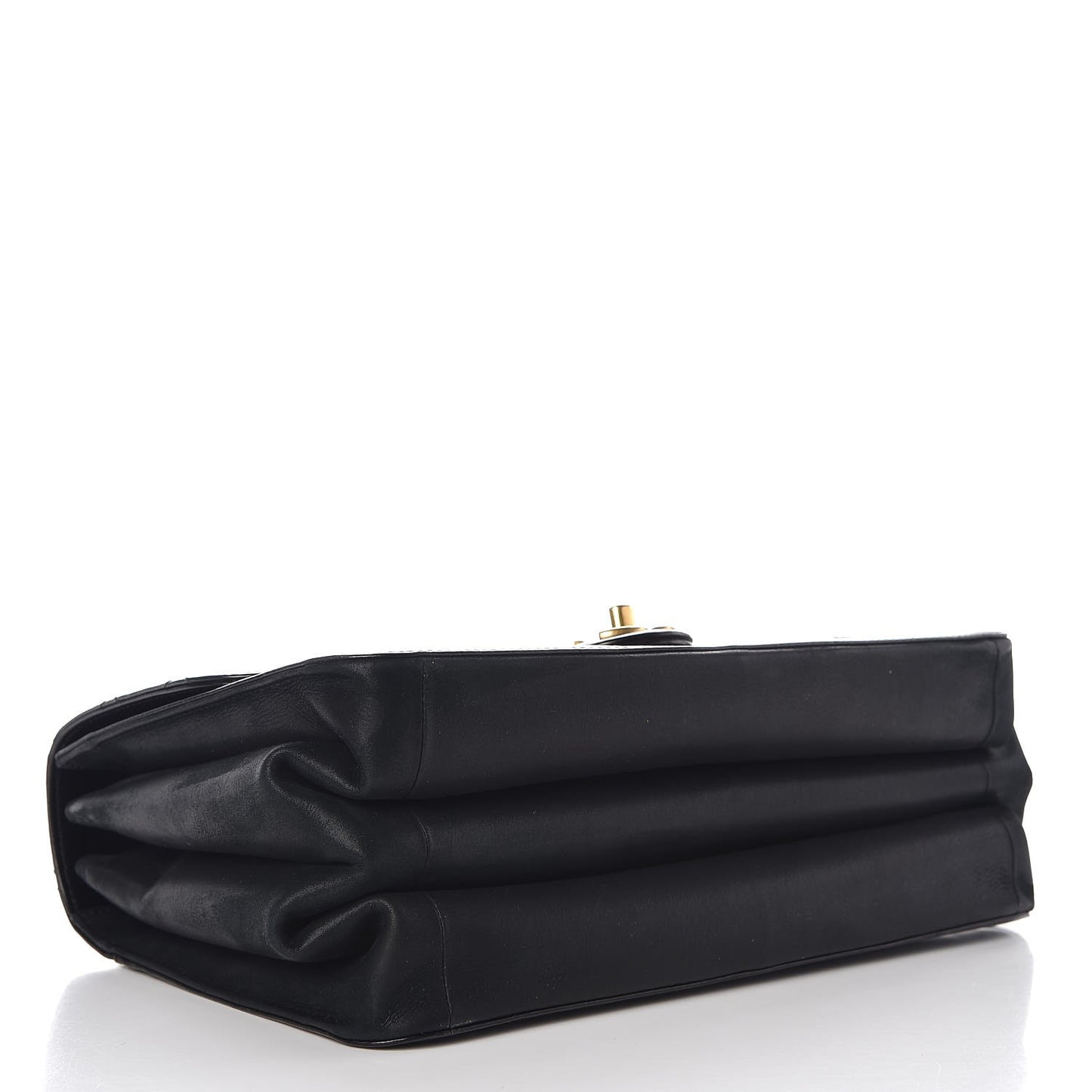 Iridescent Calfskin Quilted Straight Lined Flap Black