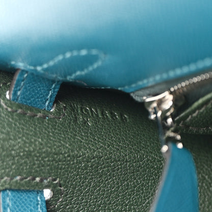Hermes Madame Calfskin Verso Kelly Sellier 25 Vert Bosphore Vert Fonce 7 of 11