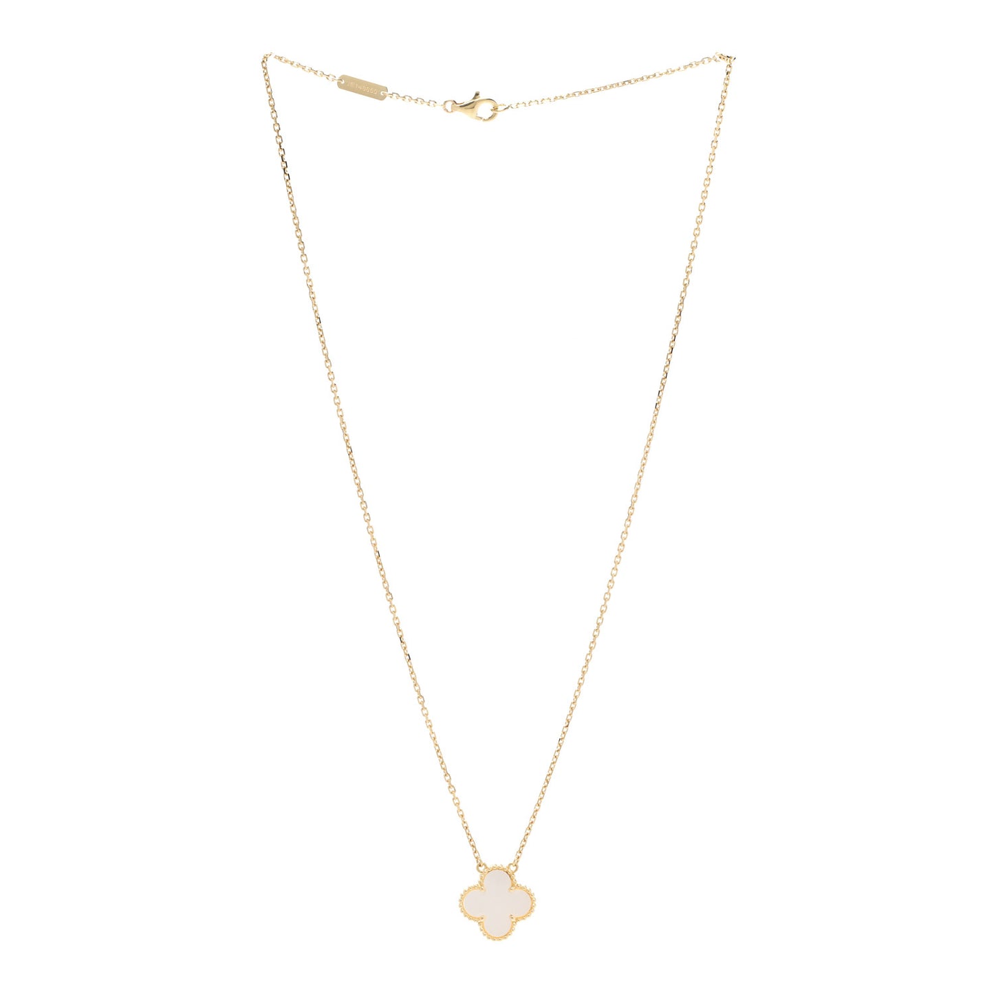 18K Yellow Gold Mother of Pearl Vintage Alhambra Pendant Necklace