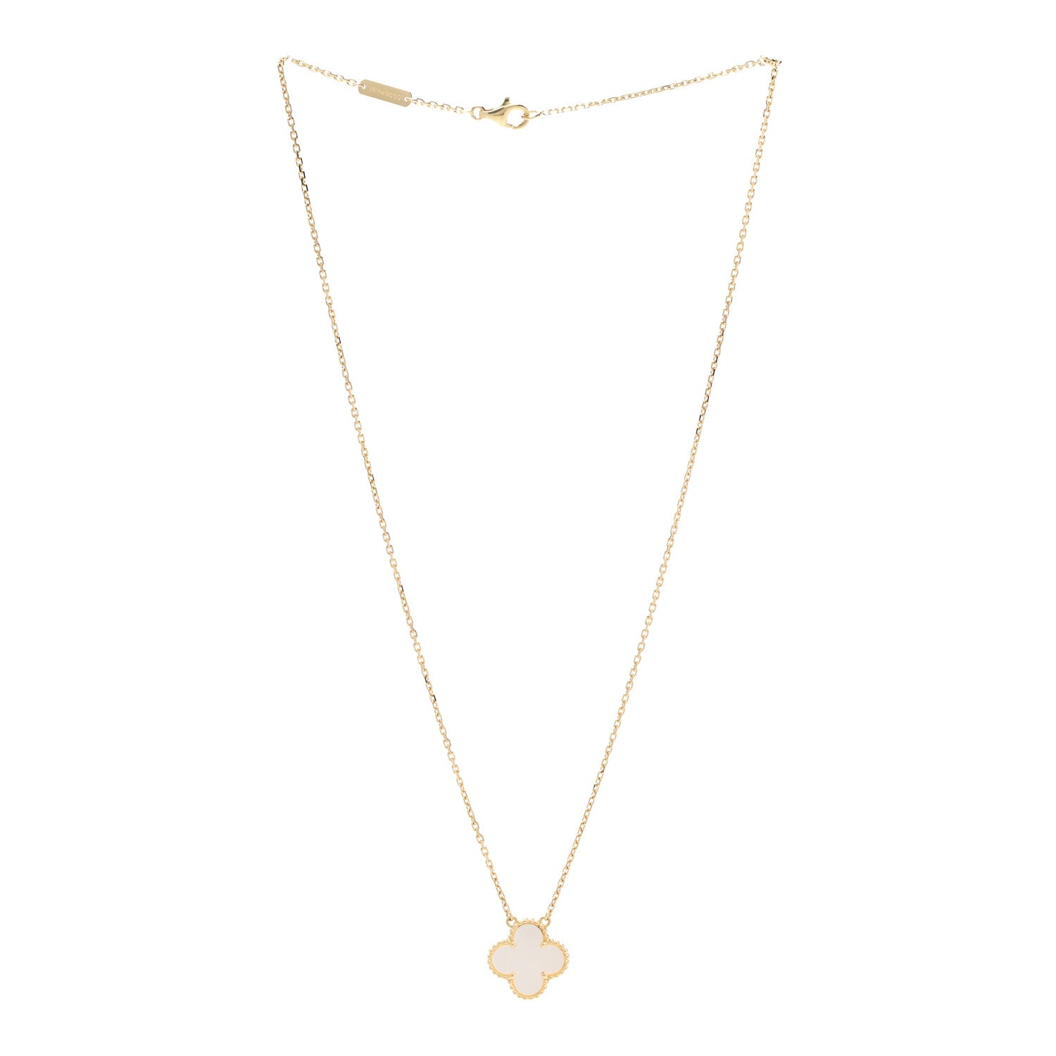 Van Cleef & Arpels 18K Yellow Gold Mother of Pearl Vintage Alhambra Pendant Necklace 3 of 5