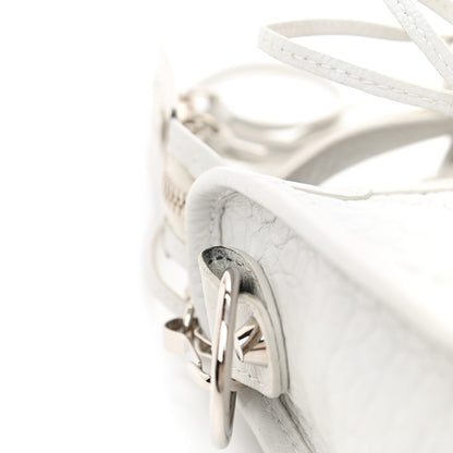 Balenciaga Matte Supple Lambskin Crocodile Embossed Classic Silver Hardware S City White 15 of 16