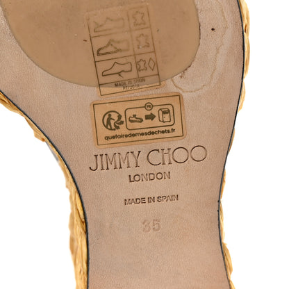 Jimmy Choo Raffia Nappa Ayla 110mm Wedge Sandals 35 Black 7 of 8