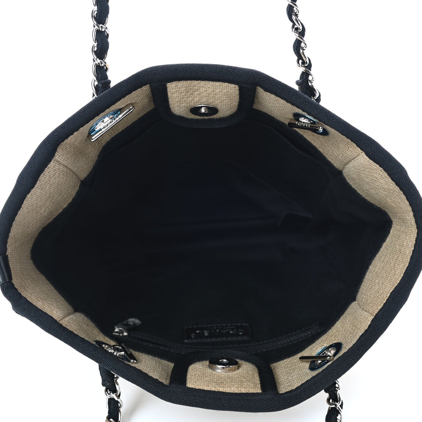 Canvas Mini Deauville Tote Beige Black