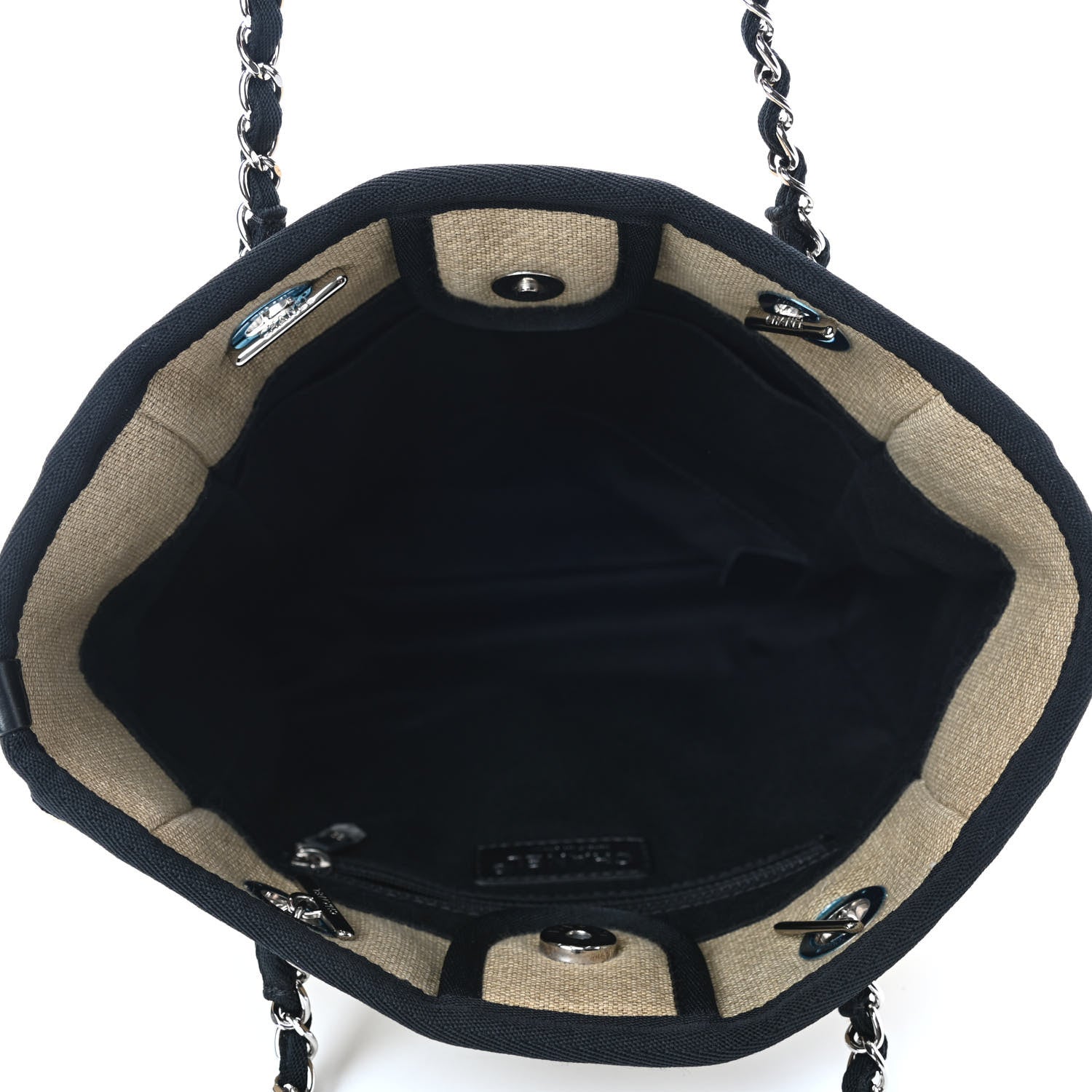 Chanel Canvas Mini Deauville Tote Beige Black 4 of 4