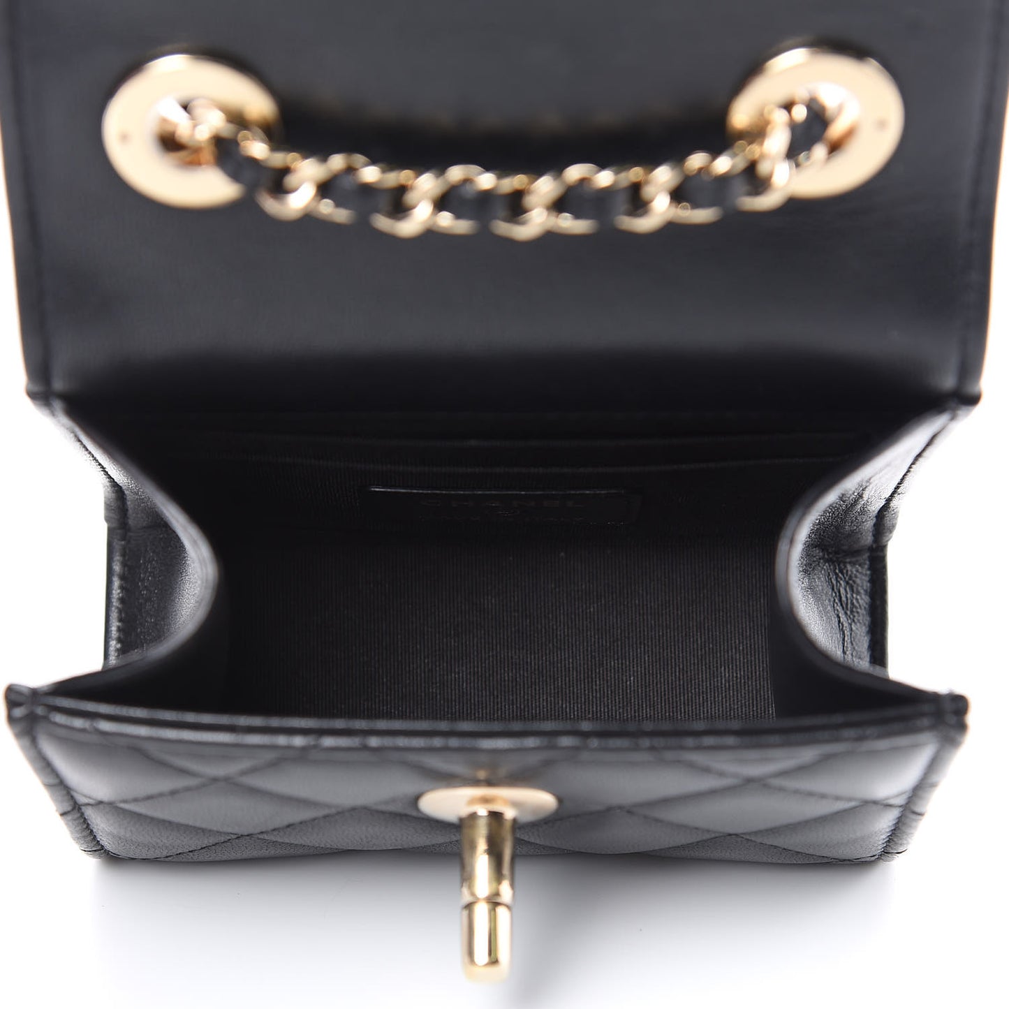 Lambskin Quilted Mini Trendy CC Chain Wallet Black