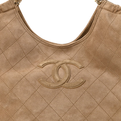 Chanel Suede Quilted Neo Cabas Small Shopping Tote Dark Beige 9 of 11