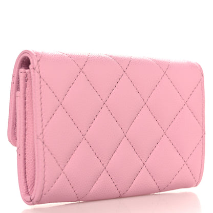 Chanel Caviar Quilted Crystal CC Flap Card Holder Pink 3 of 9