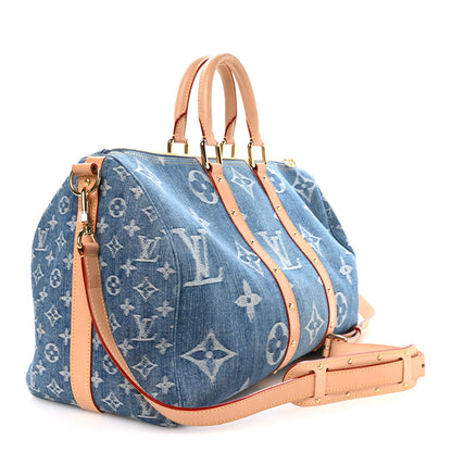 Louis Vuitton Denim Monogram New LV Remix Keepall Bandouliere 45 Blue 2 of 8
