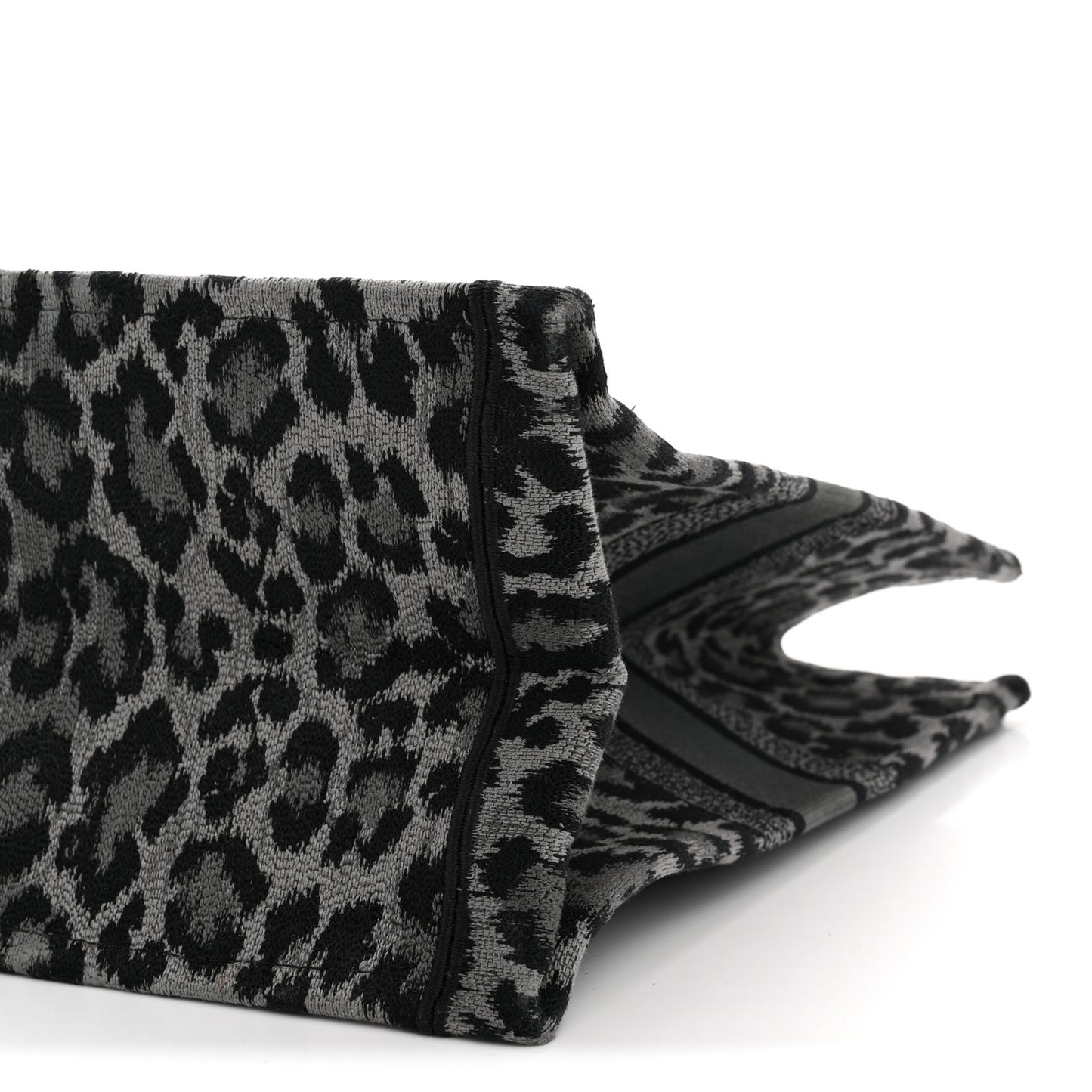 Canvas Mizza Embroidered Large Leopard Book Tote Grey
