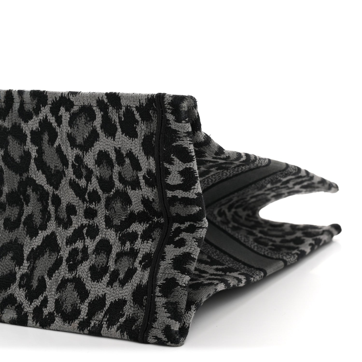 Christian Dior Canvas Mizza Embroidered Large Leopard Book Tote Grey 10 of 13
