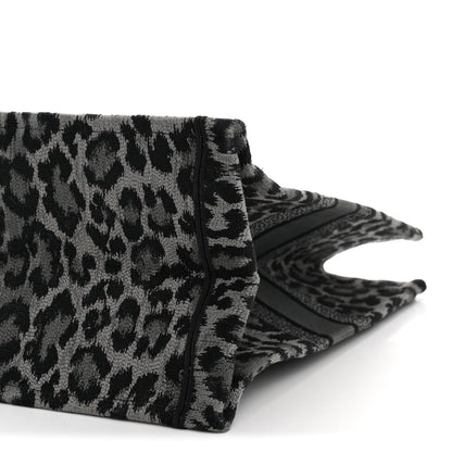 Christian Dior Canvas Mizza Embroidered Large Leopard Book Tote Grey 10 of 13