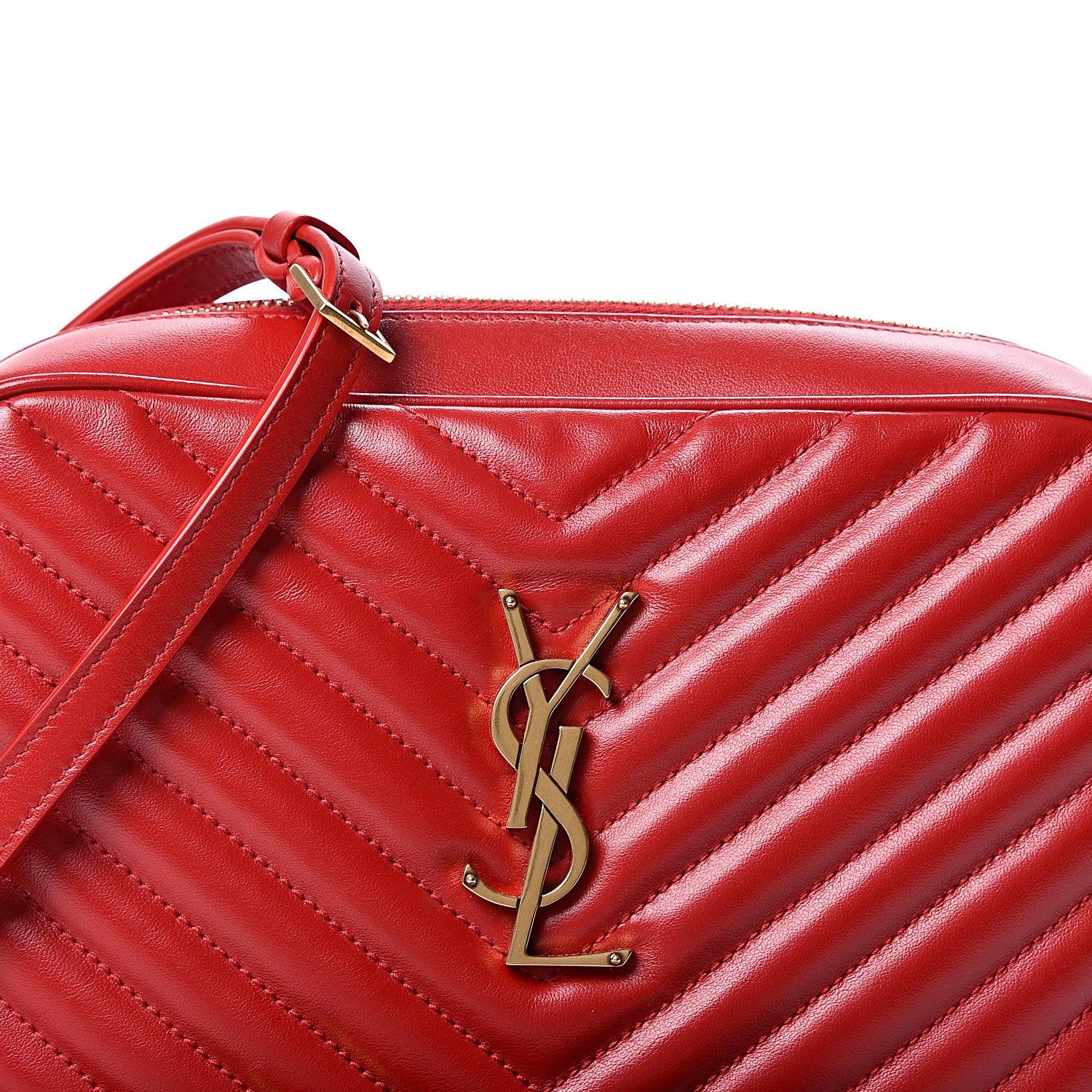 Saint Laurent Calfskin Matelasse Monogram Lou Camera Bag Eros Red 7 of 10