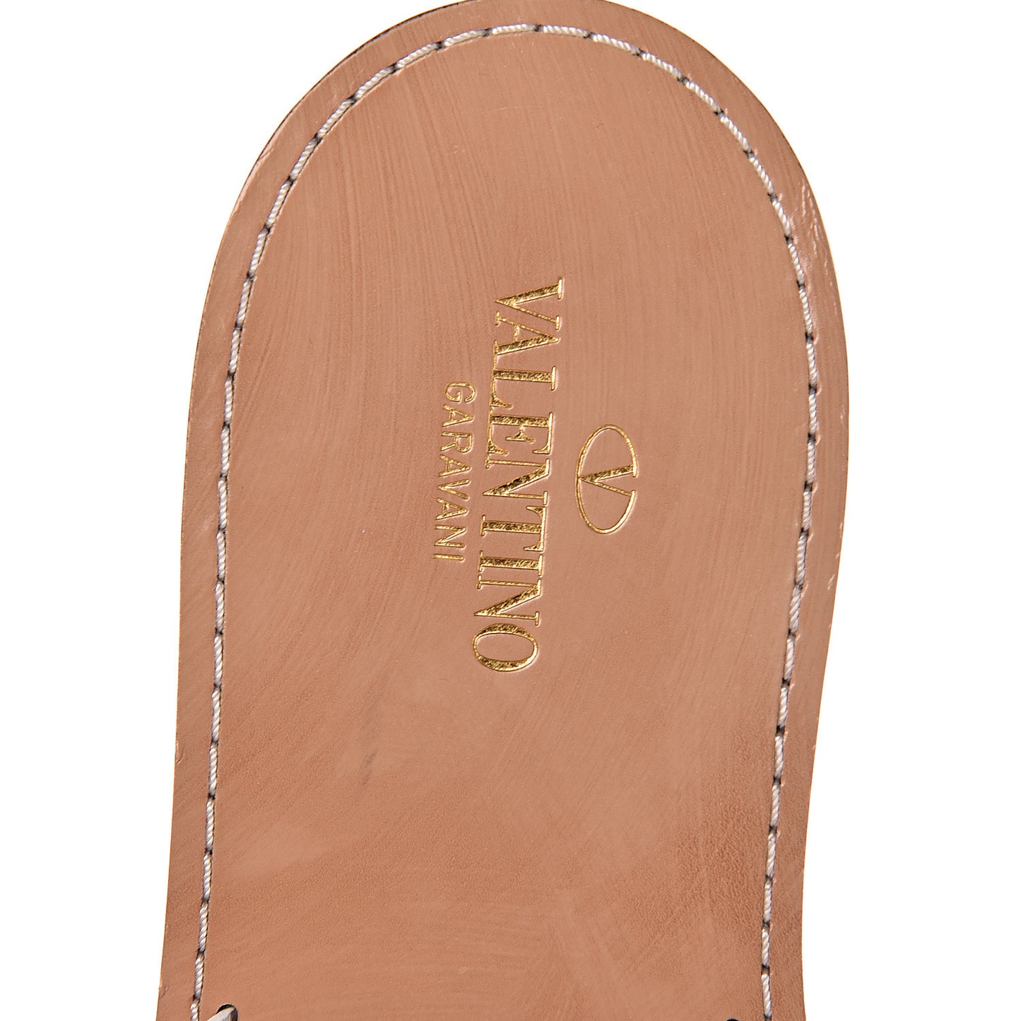 Nappa Rockstud Flat Slide Sandals 38.5 Bianco Ottico