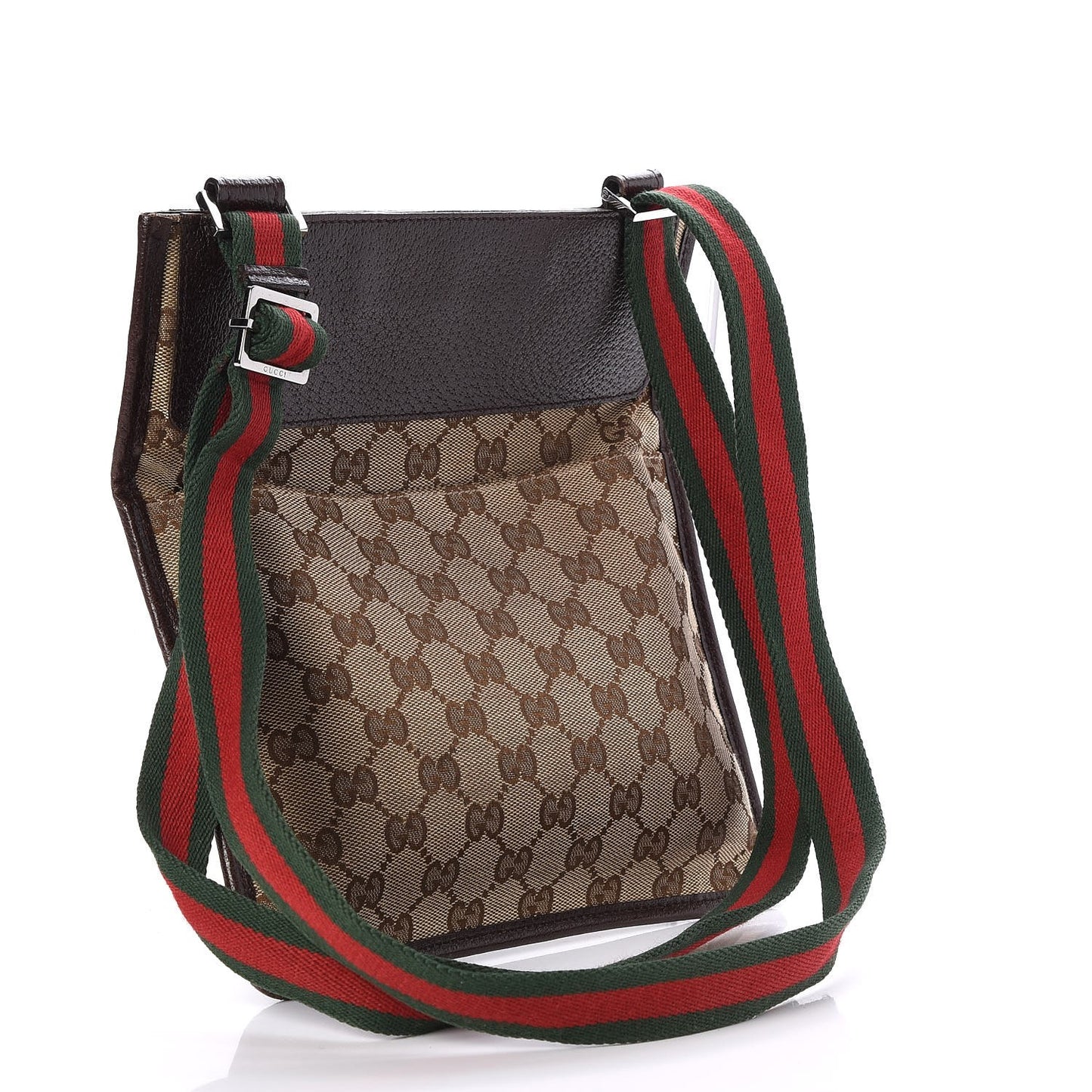 GG Monogram Web Messenger Crossbody Bag Dark Brown