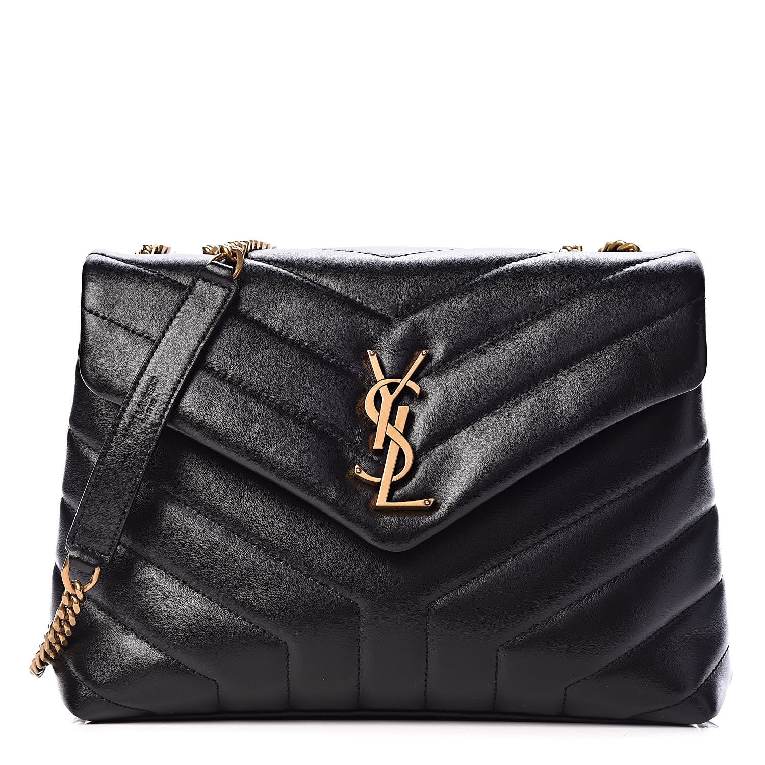 Saint Laurent Calfskin Y Quilted Monogram Small Loulou Chain Satchel Black 1 of 11