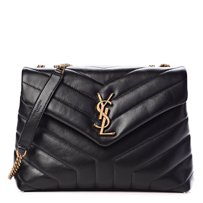 Saint Laurent Calfskin Y Quilted Monogram Small Loulou Chain Satchel Black 1 of 11