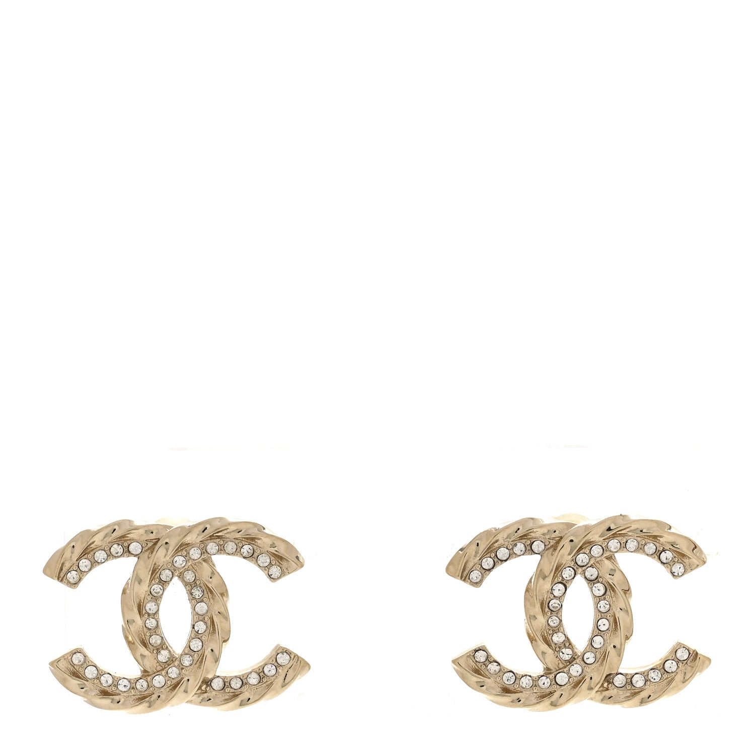 Chanel Crystal CC Earrings Gold 1 of 6