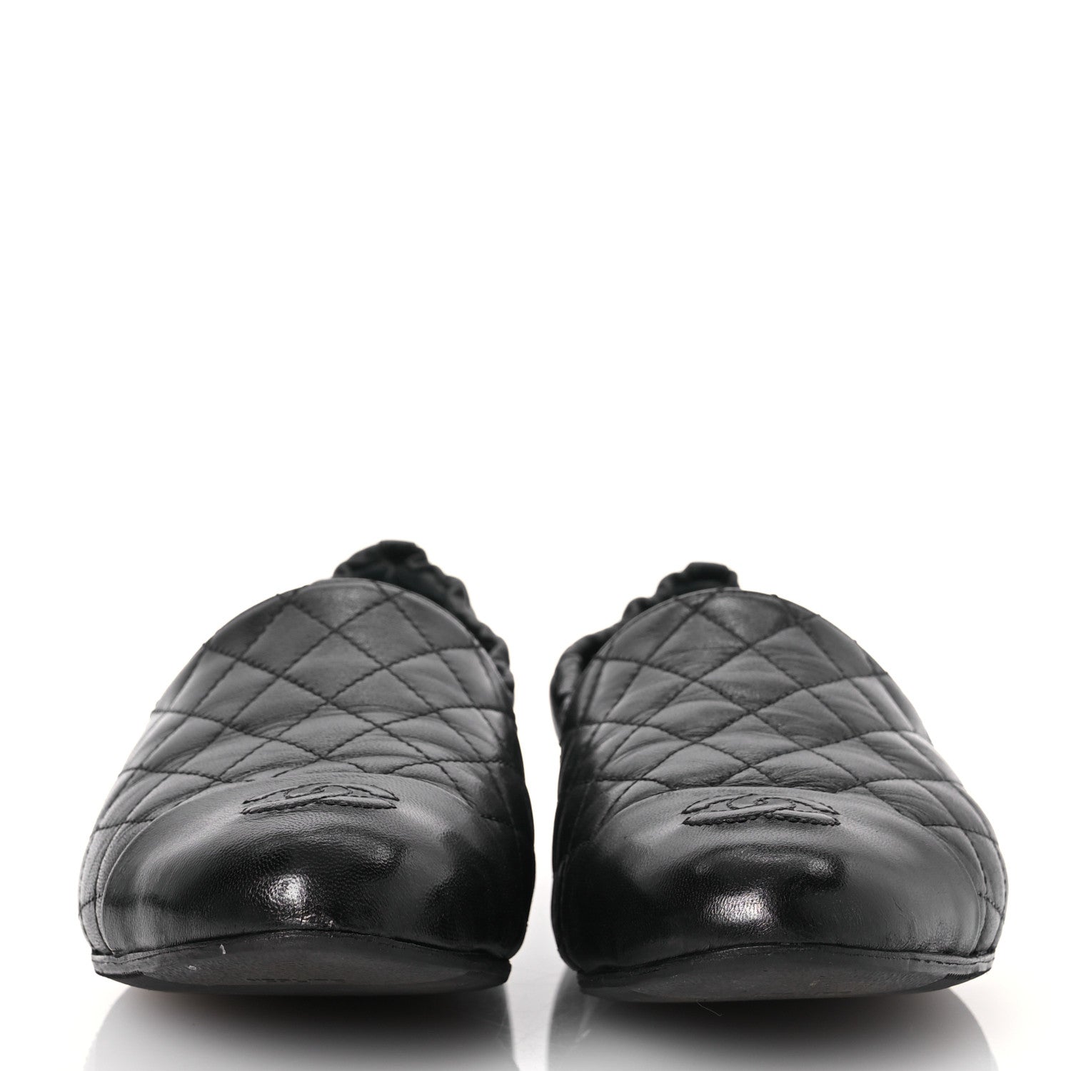 Chanel Lambskin Quilted Elastic CC Loafers 37.5 Black 2 of 13