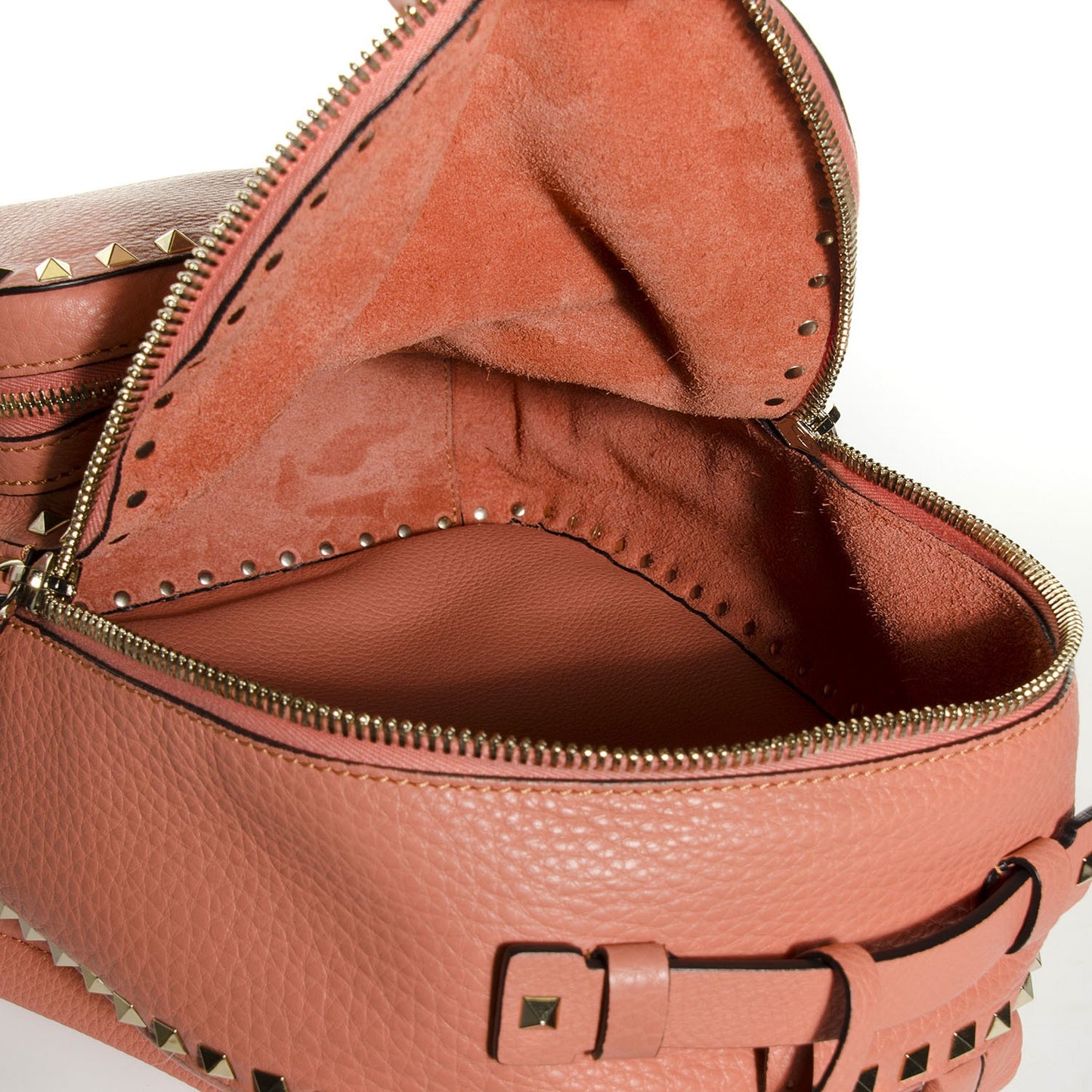 Grained Calfskin Medium Rockstud Backpack Coral