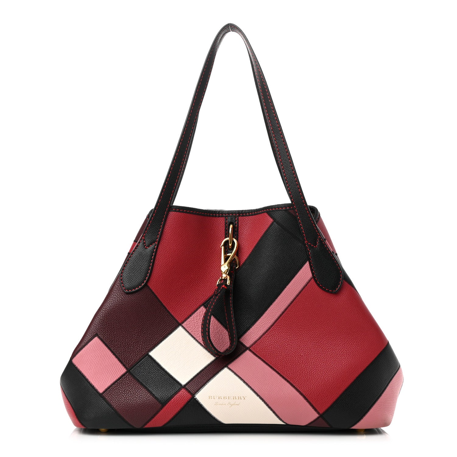 Burberry Grainy Calfskin Patchwork Medium Honeybrook Tote Pink Multicolor 1 of 11