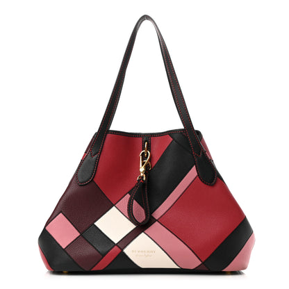 Burberry Grainy Calfskin Patchwork Medium Honeybrook Tote Pink Multicolor 1 of 11
