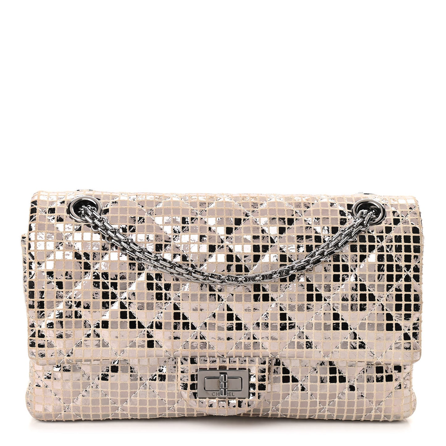 Suede Quilted Mirror 2.55 Reissue 225 Flap Silver