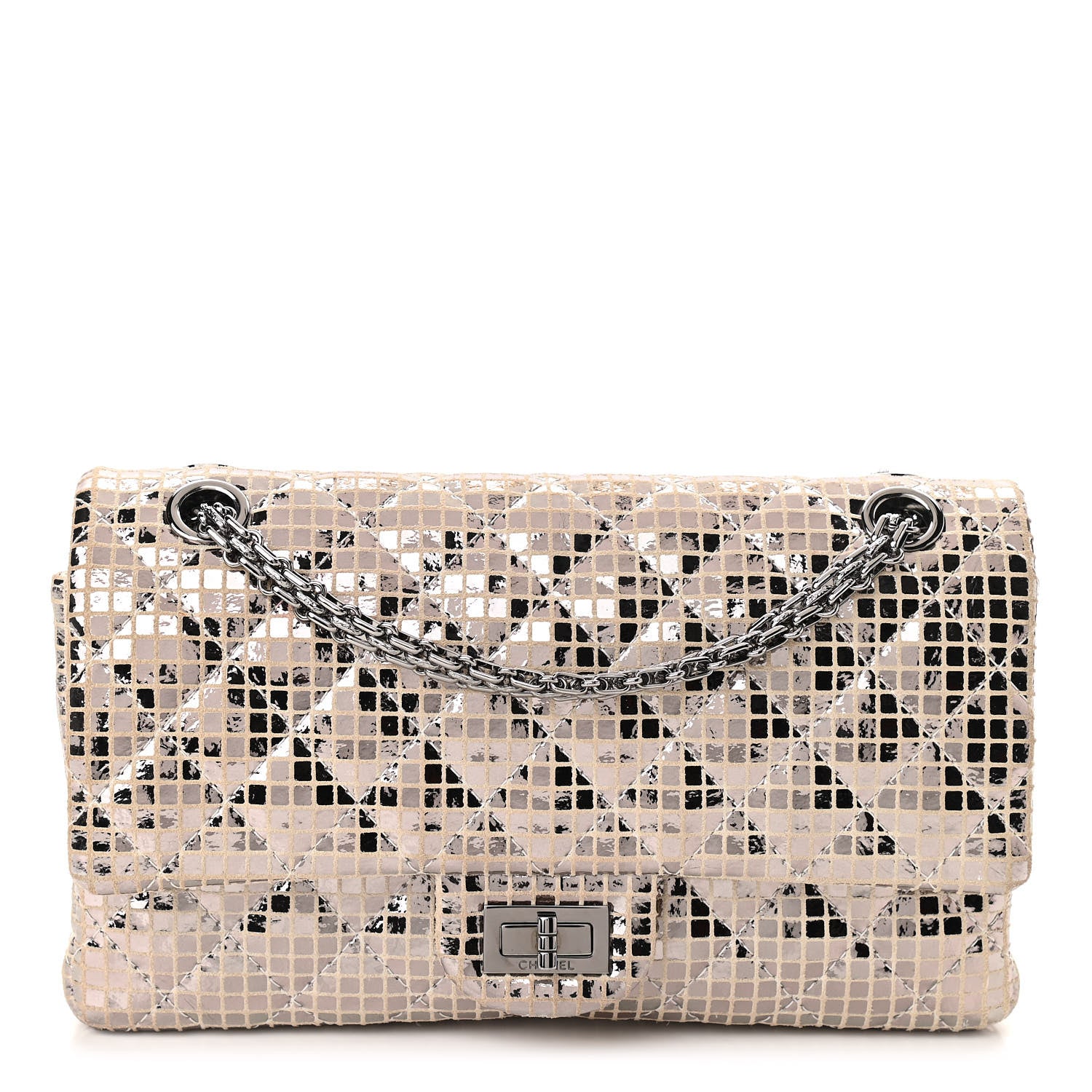 Chanel Suede Quilted Mirror 2.55 Reissue 225 Flap Silver 1 of 10