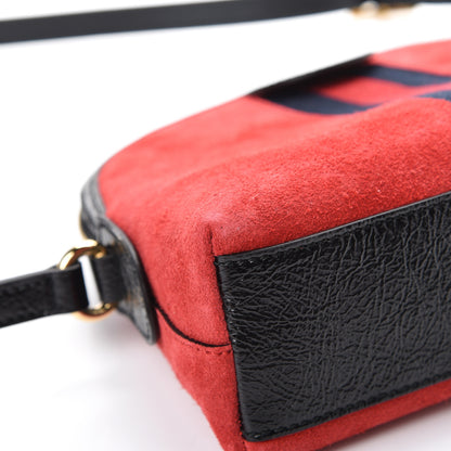 Gucci Suede Patent Web GG Small Ophidia Dome Shoulder Bag Hibiscus Red 11 of 12