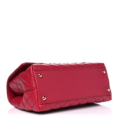 Chanel Caviar Quilted Small Coco Handle Flap Dark Pink 5 of 11