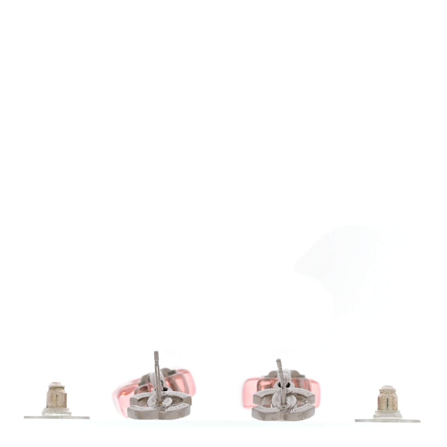 Resin Crystal CC Star Perfume Bottle Drop Earrings Silver Pink