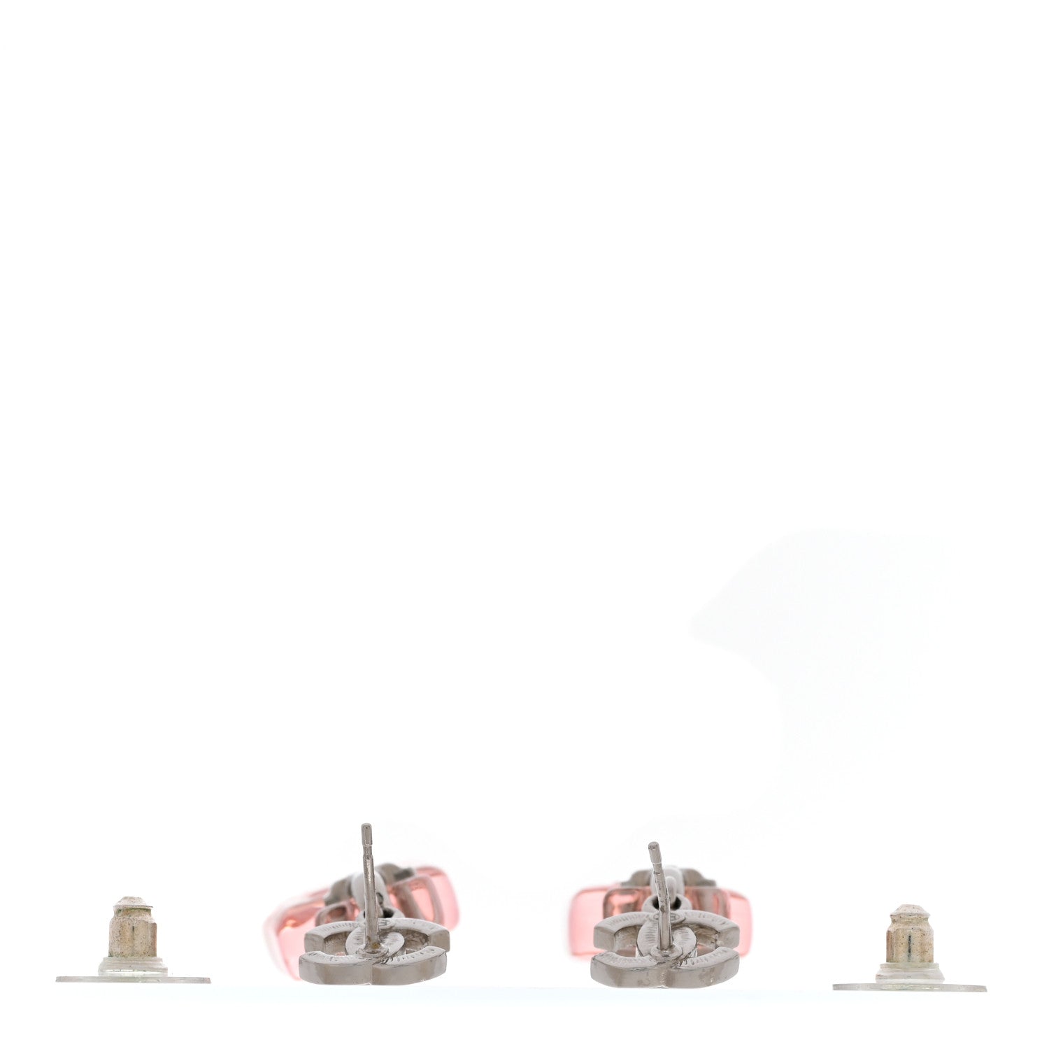 Chanel Resin Crystal CC Star Perfume Bottle Drop Earrings Silver Pink 3 of 5