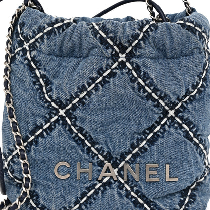 Chanel Denim Stitched Quilted Mini Chanel 22 Blue 8 of 10