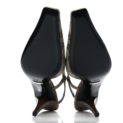Gucci Monogram Malga Kid Square G 75mm Slingback Pumps 37.5 Beige Ebony New Acero 5 of 7