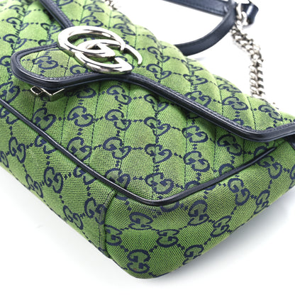 Gucci Monogram Multicolor Matelasse Diagonal Small GG Marmont Shoulder Bag Green Blue 12 of 13
