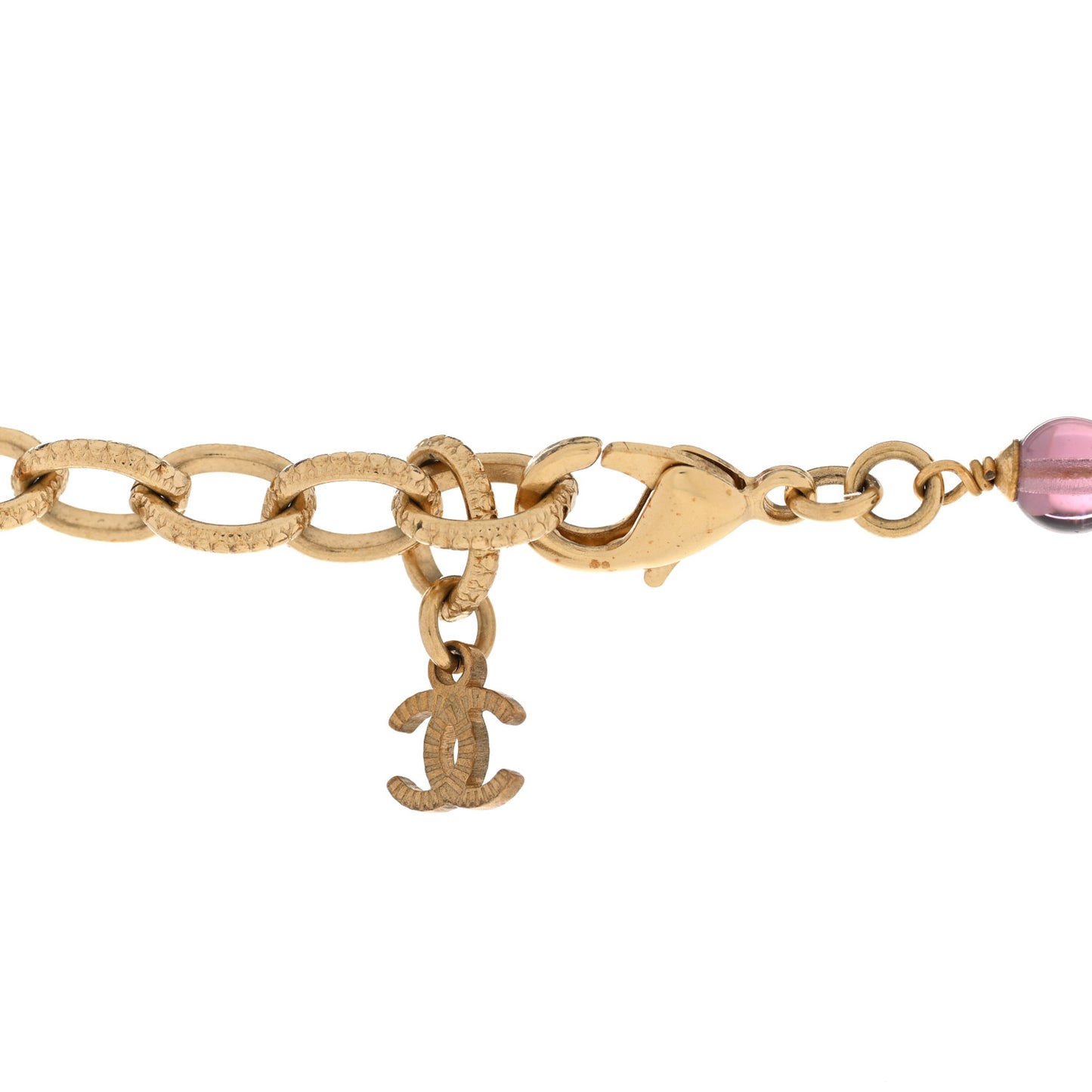 Beaded Crystal CC Necklace Gold Multi