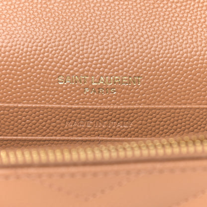 Saint Laurent Grain De Poudre Matelasse Chevron Monogram Envelope Chain Wallet Dune 5 of 8