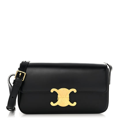 Celine Shiny Calfskin Triomphe Shoulder Bag Black 1 of 10