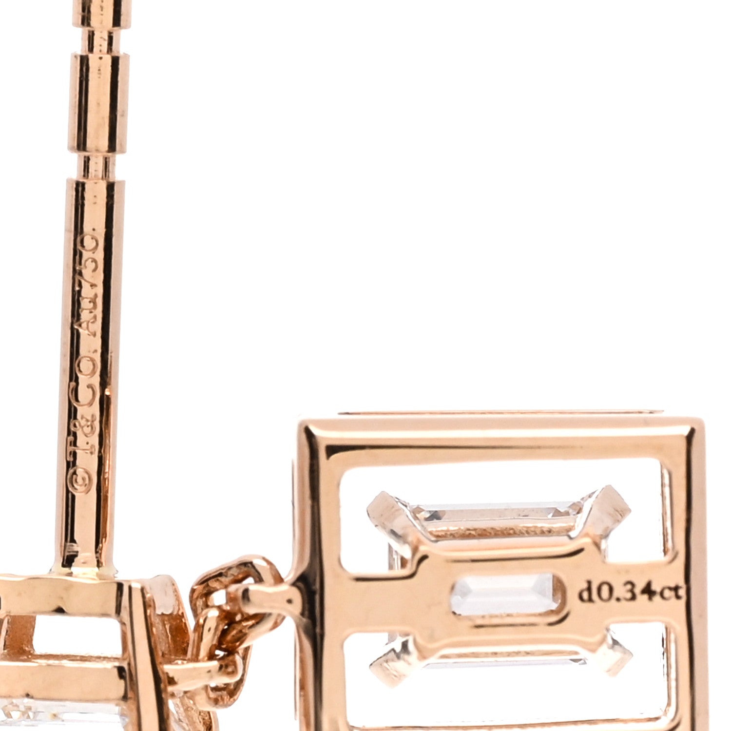 Tiffany 18K Rose Gold Diamond Jewel Box Drop Earrings 4 of 5