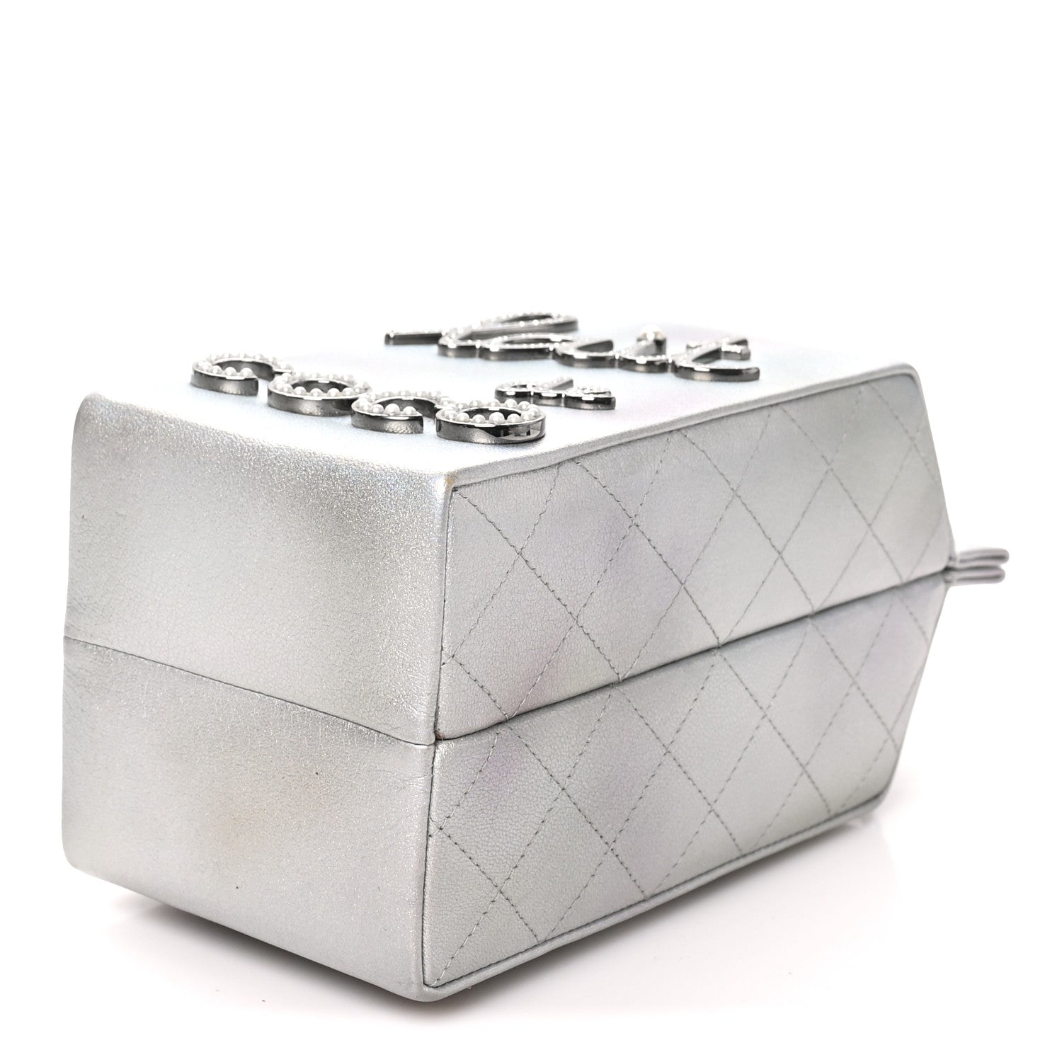 Chanel Metallic Goatskin Lait de Coco Milk Carton Bag Silver 10 of 10