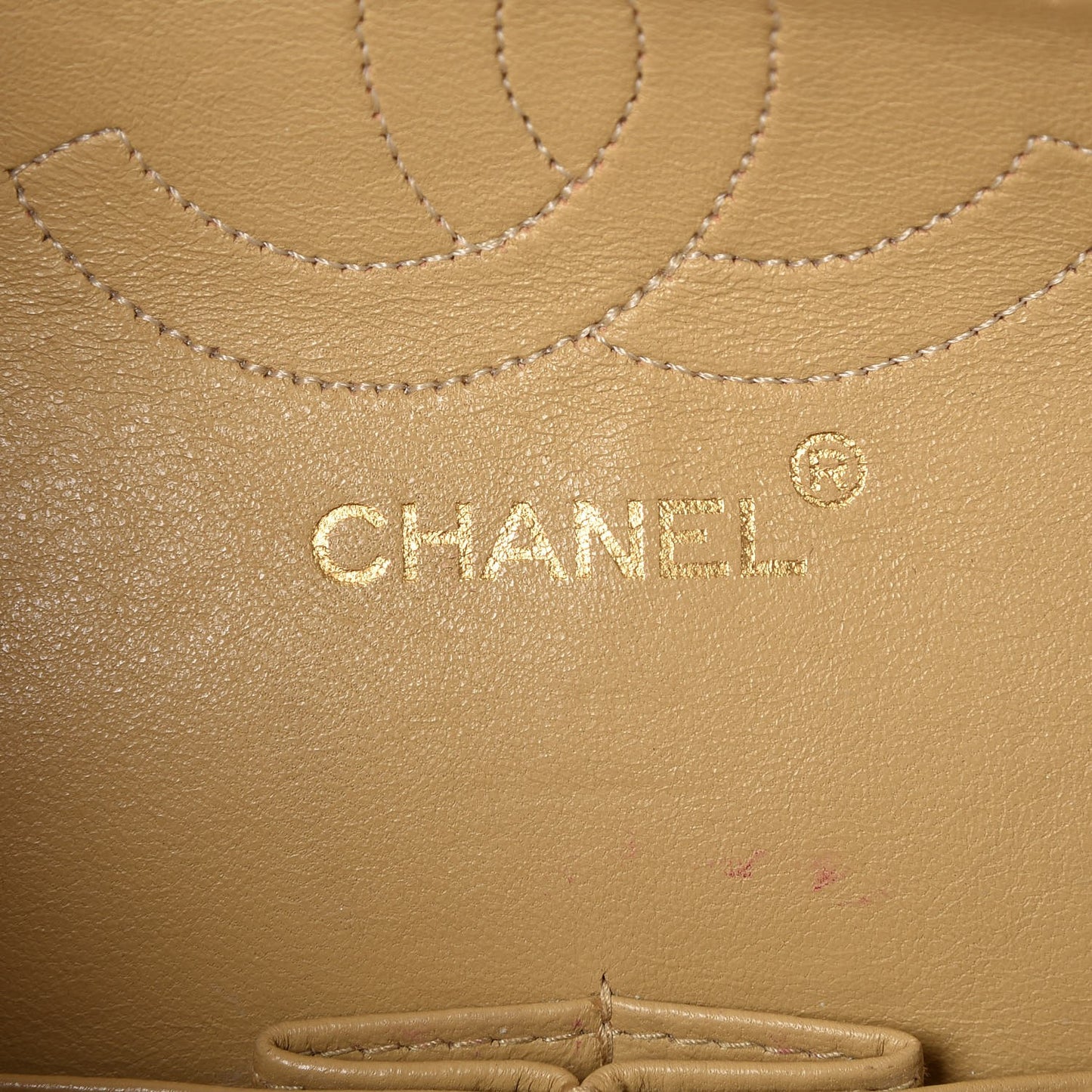 Lambskin Quilted Medium Double Flap Beige