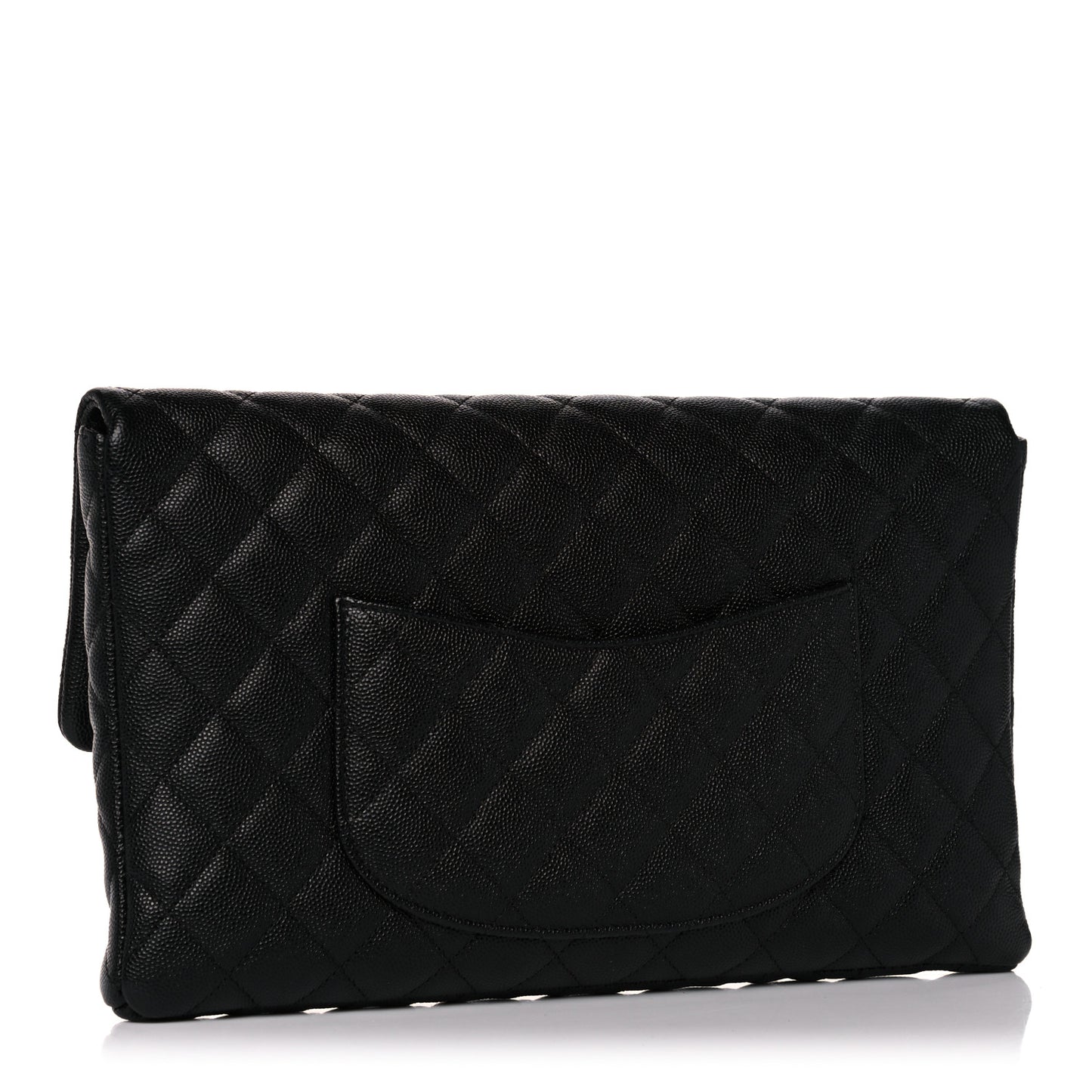 Caviar Quilted Flap Clutch Black